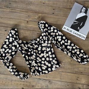 REFORMATION Floral Print Square Neckline Crop Top Size: S | US 4 Regin Daisy